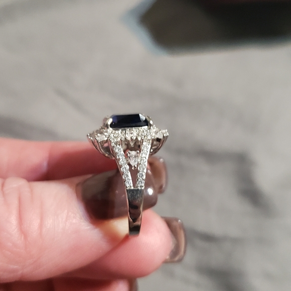 Ladies fashion blue sapphire & whsapphire ri.  New - Picture 7 of 12